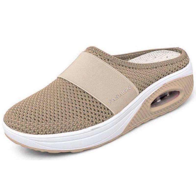Xia's new large-size lazy one-pedal bag head mesh thick-soled slippers women's slope heel slippers women's