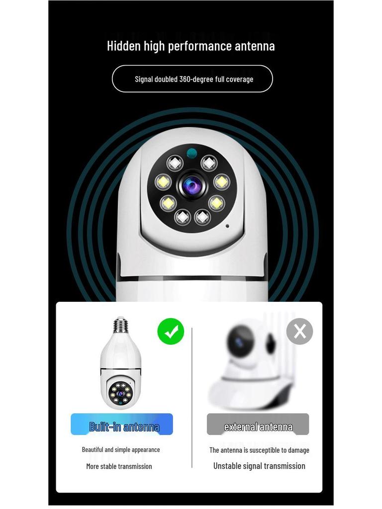 V380Pro Panoramic HD Smart Bulb Indoor Surveillance Camera