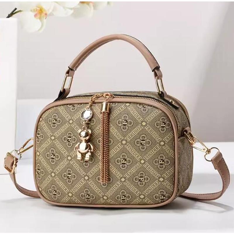 Damen quadratische PU-Leder Taschen Schultertaschen mit 2-lagigen Reißverschlüssen hochwertige Umhängetaschen Mode