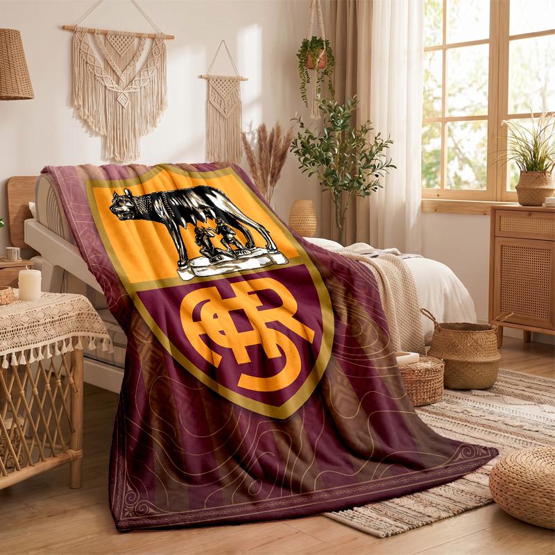 Coperta in Pile Tema AS Roma Morbida e Accogliente Coperta in Peluche per Camera da Letto Divano Viaggio