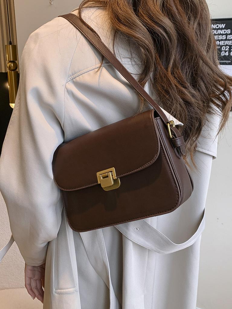 Simple retro exquisite 2025 casual winter new textured commuter portable shoulder crossbody underarm small square bag woman