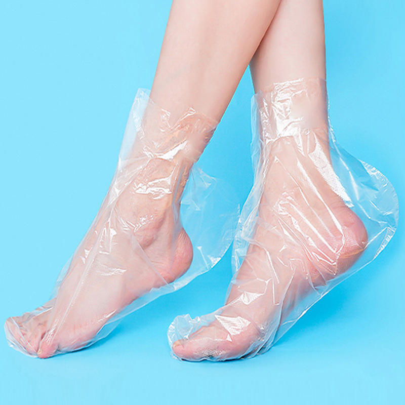 100Pcs/Pack Disposable Foot Covers Plastic Transparent Shoes Cover Paraffin Bath Wax SPA Therapy Bags Liner Booties Bag