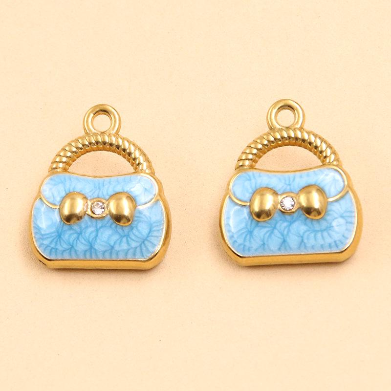 Gold-Enamel Double-Sided Stainless Steel Pendant with French-Style Beauty Accessories Design
