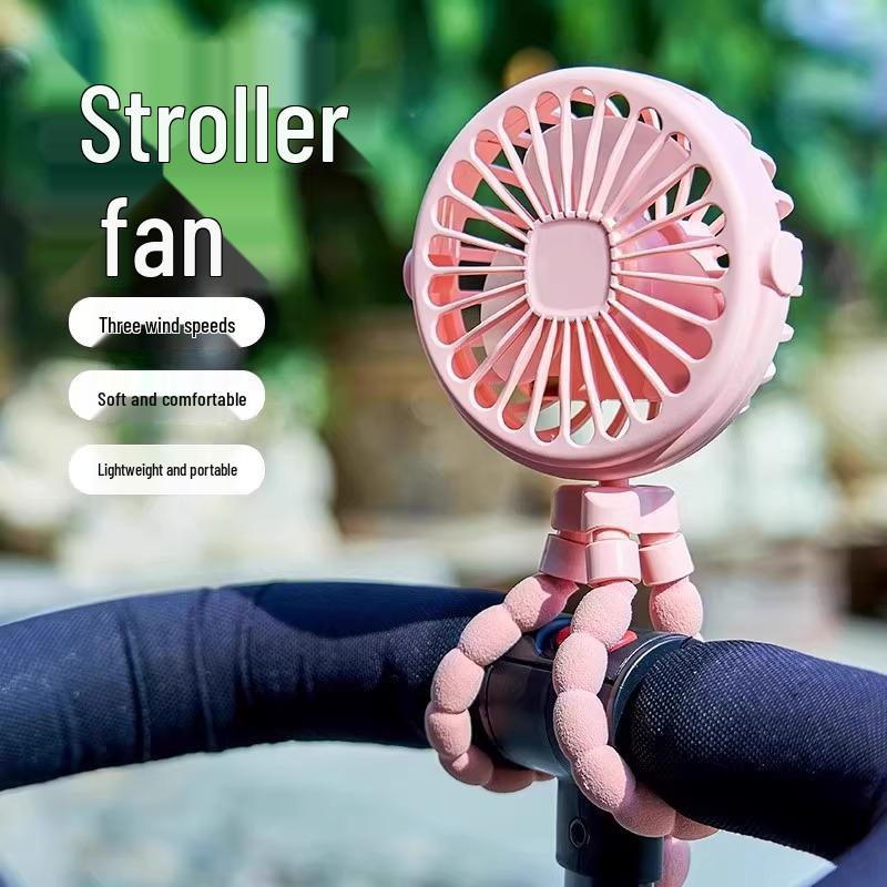 Octopus Mini Stroller Fan: Silent, Rechargeable, Portable, Anti-Pinch Design & Phone Holder