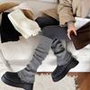 Solid-color Versatile Sock Set for Women in Autumn and Winter, Providing Leg Warmth and Comfort. Thick White Knitted Fabric, Paired with Snow Boots.
