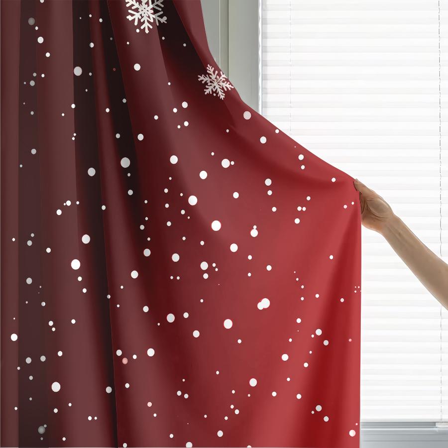 2 Stück Tannenzweig Rote Kugel Vorhänge, Weihnachtliche Feiertagsdruck, Winterliche Festliche Fenster Vorhänge für Wohnzimmer Schlafzimmer Dekoration