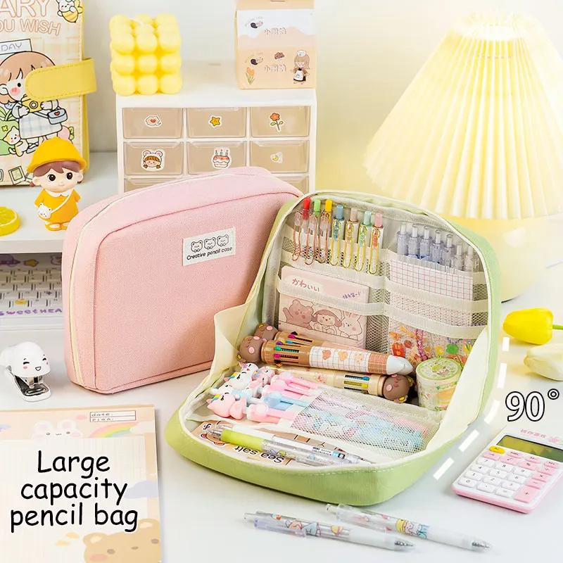 Astuccio Kawaii Grande Capacità Borsa per Penne Borsa Cosmetica Carina Organizer Portatile Coreano per Cancelleria per Studenti Materiale Scolastico