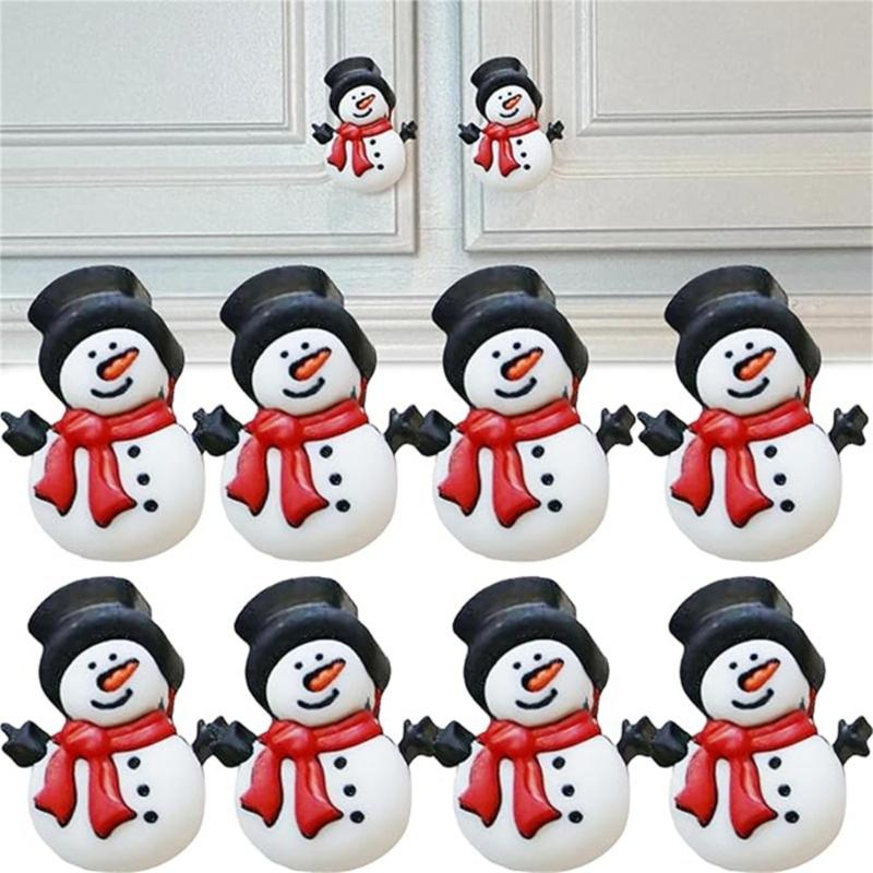 Pack of 4 Christmas Snowman Knob Covers Cabinet Knob Decorations Set for Festival Cabinet Decoration In Kitchen & Bedroom