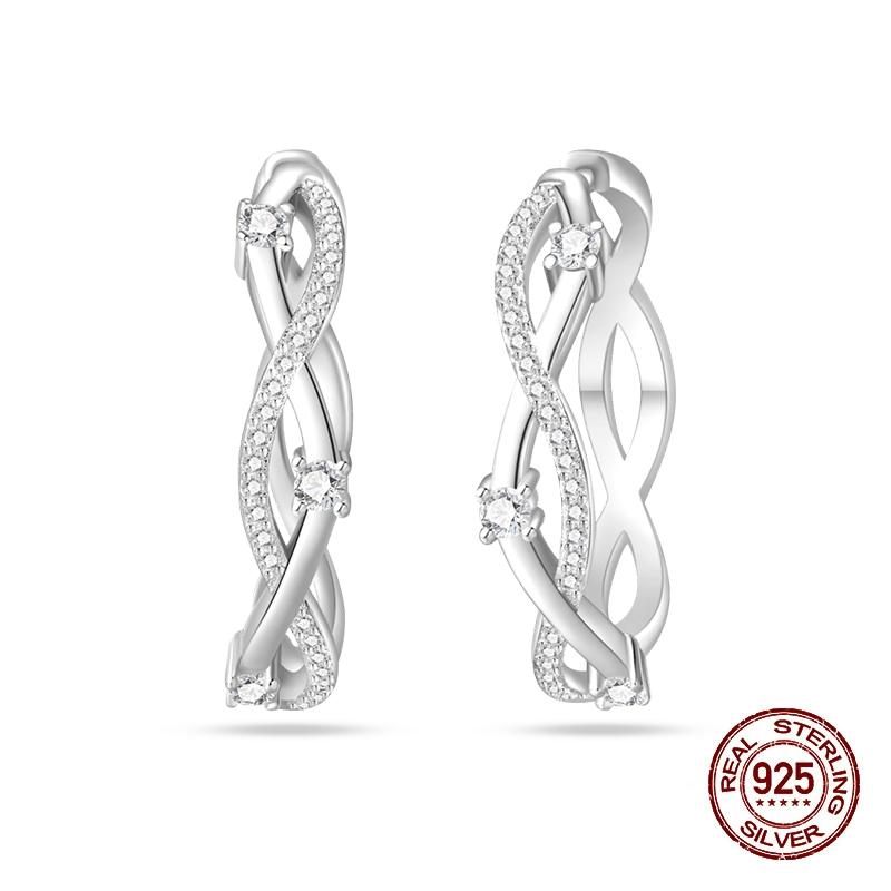 New Earrings for Women 925 Silver Color Star Geometric Entangle Zircon Earrings Fine Wedding Engagement Birthday Jewelry Gifts