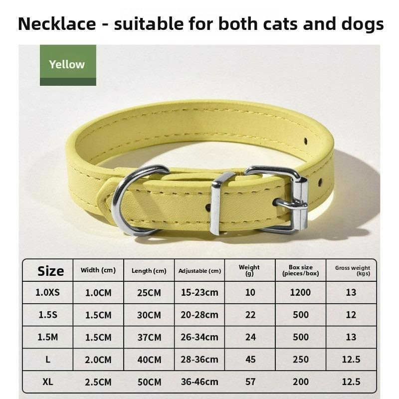 Pet Collar Large Dog Chain Waterproof and Wear-resistant Dog Cat Collar PU Leather Medium and Small Dog Bell Collar