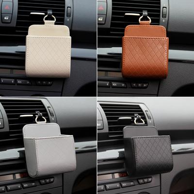 Car Air Outlet Mobile Phone Storage Bag Air Conditioning Multifunctional Car Storage Box Car Lambskin Air Outlet Storage Hanging Bag