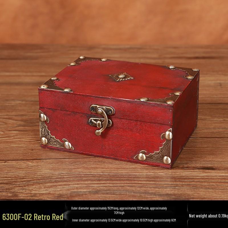 Vintage Wooden Jewelry Storage Box with Lock - Ideal for Earrings, Necklaces, Gifts, and Photography Props.