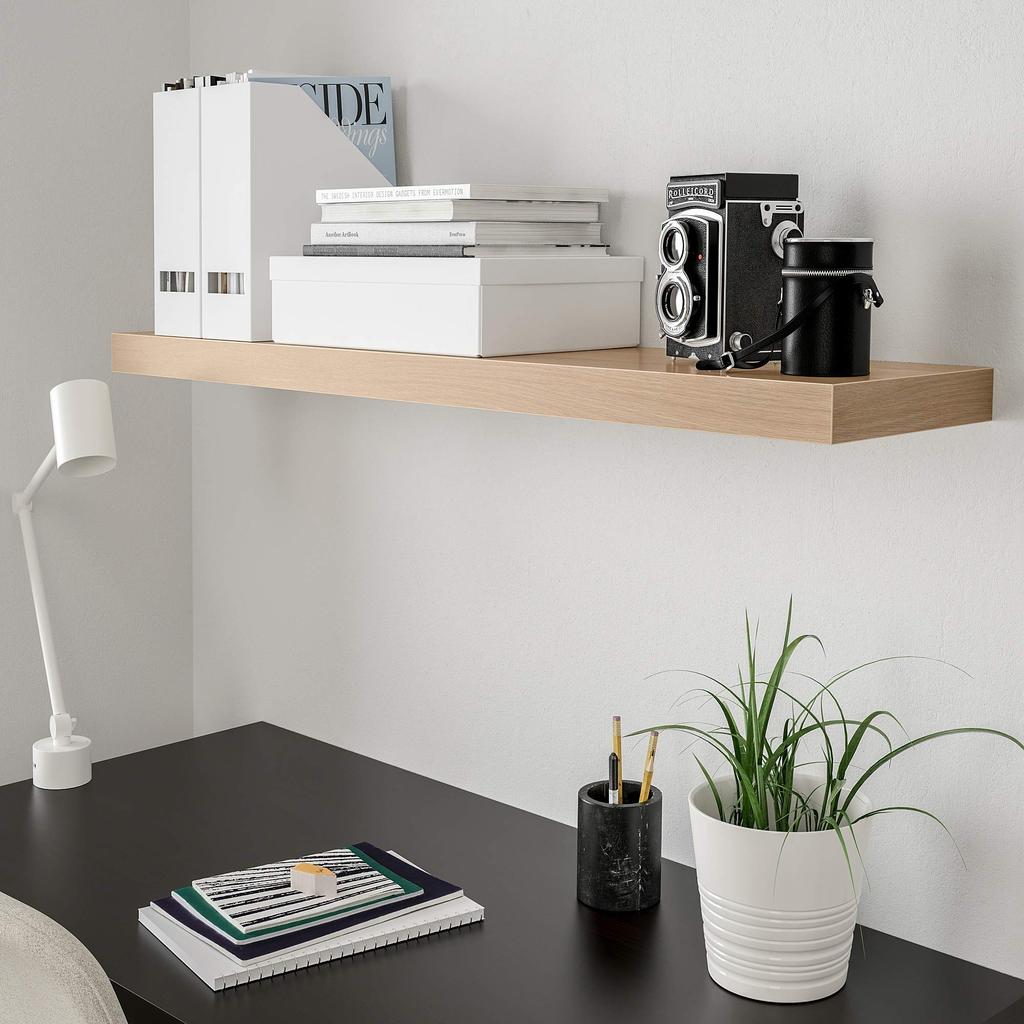 IKEA Wall Shelf 110x26 Cm White Stained Oak Effect LACK (504.182.13)