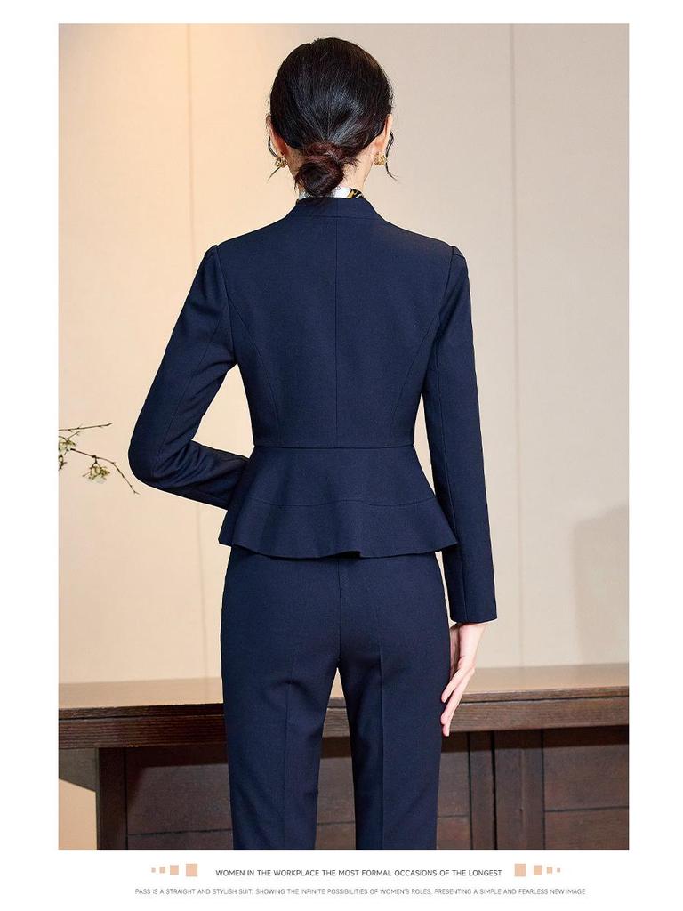 Chic Professional Women's Skirt Suit - Elegant Spring/Autumn Beauty Salon Front Desk Uniform
