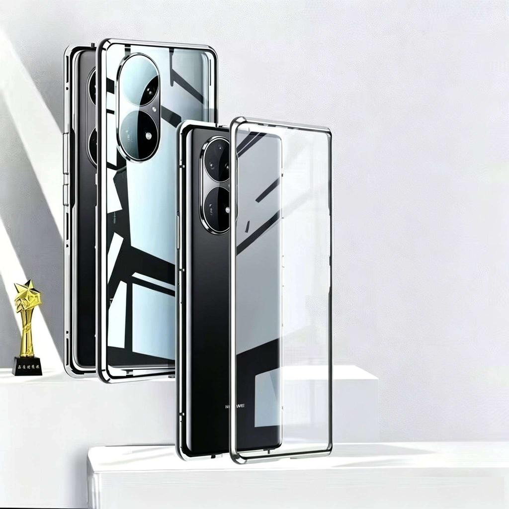 Case for Huawei P60 P50 P40 P30 Pro with Double Sided Tempered-Glass & Metal Frame Phone Bumpers Full Lens Protection Cover
