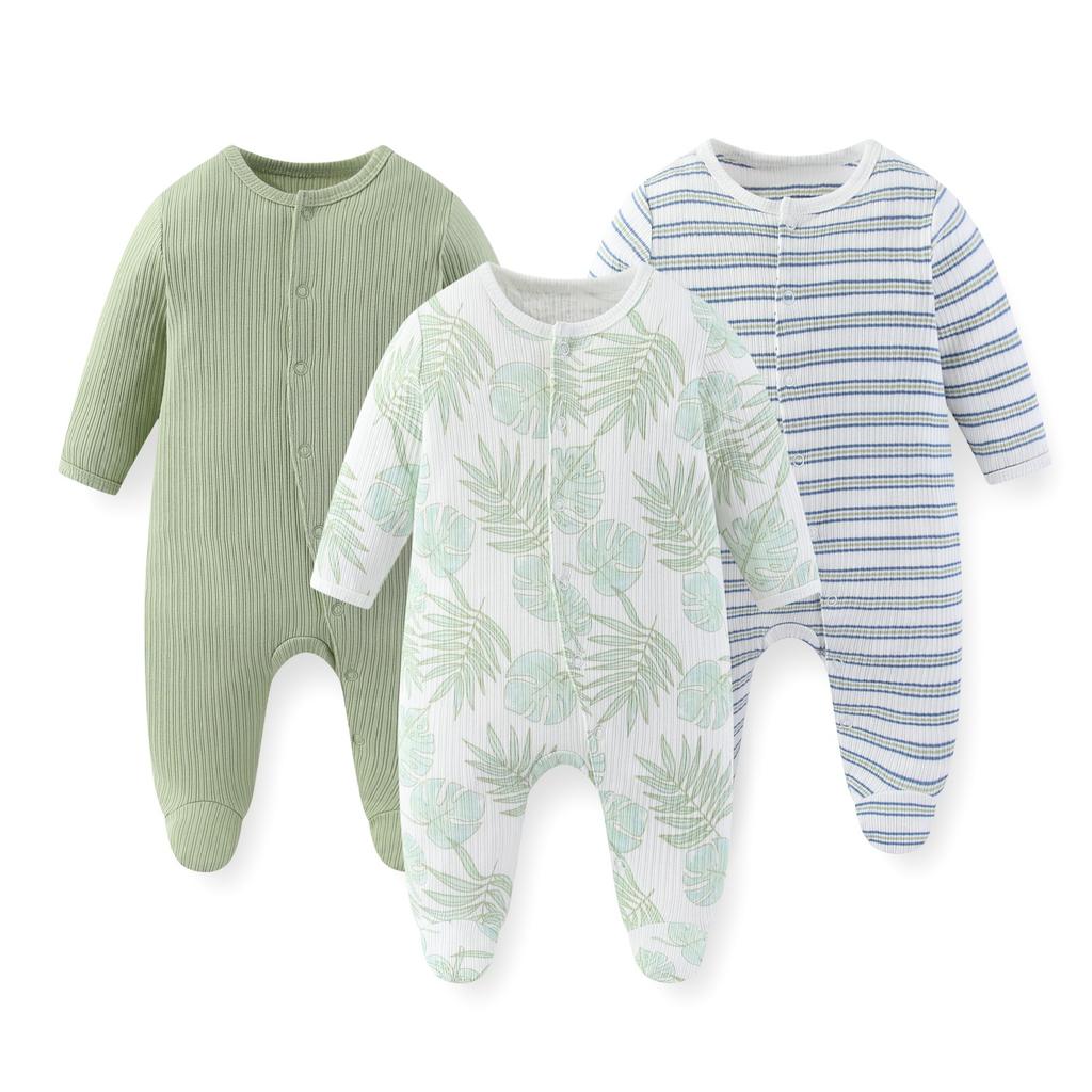 KIDDIEZOOM Sady novorozeneckého oblečení 3 kusy 100% bavlna Oblečení pro holčičky Kombinézy s dlouhým rukávem Kreslené Podzim Jaro