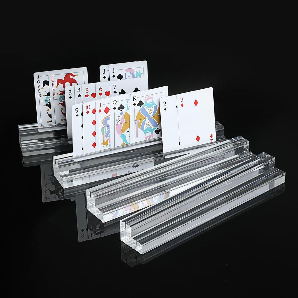 Sumnacon Stair Curse Stand Trading Card Stand Card Game Stand Card Holder Board Game Clear Playing Card Stand Acrylic Card Holder Double Card Slot