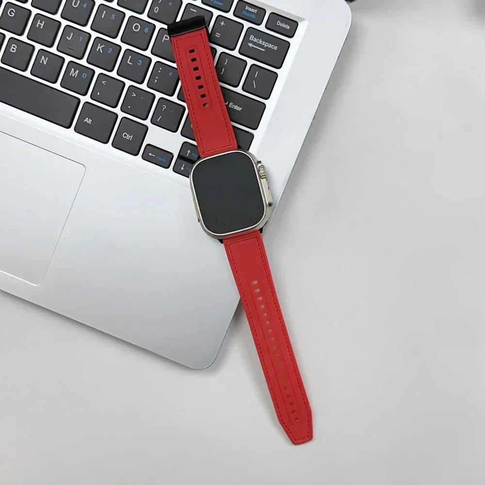 Leather Loop Strap For Apple Watch Ultra Band 49mm 46mm 45mm 41mm 42mm 38mm Silicone Bracelet for IWatch Series11 10 9 8 7 3 4 5 6 Se 40mm