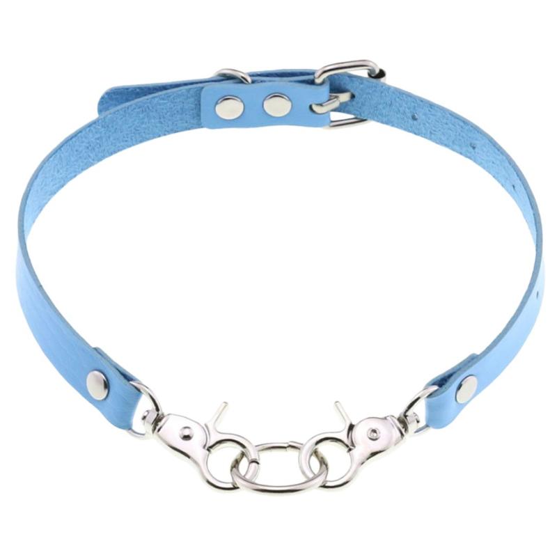 Punk Harajuku Persönlichkeit Mode Kettenverschluss Schlüsselbein Kette Sexy Einfach Mehrfarbig PU Leder Metall Halskette Schlüsselbein Kette