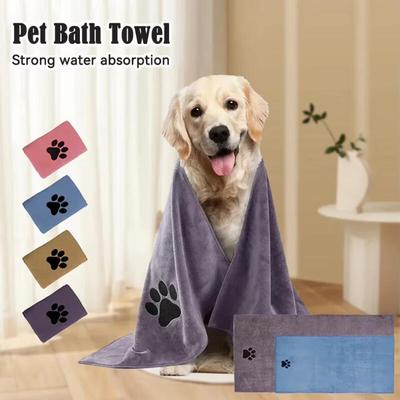 Serviette pour Animaux en Microfibre Ultra-fine Séchage Rapide Absorbante Tapis de Bain pour Chiens Chats Serviette de Bain Ultra Douce Grande Taille Accessoire de Toilettage Coussinet Polyvalent pour Animaux