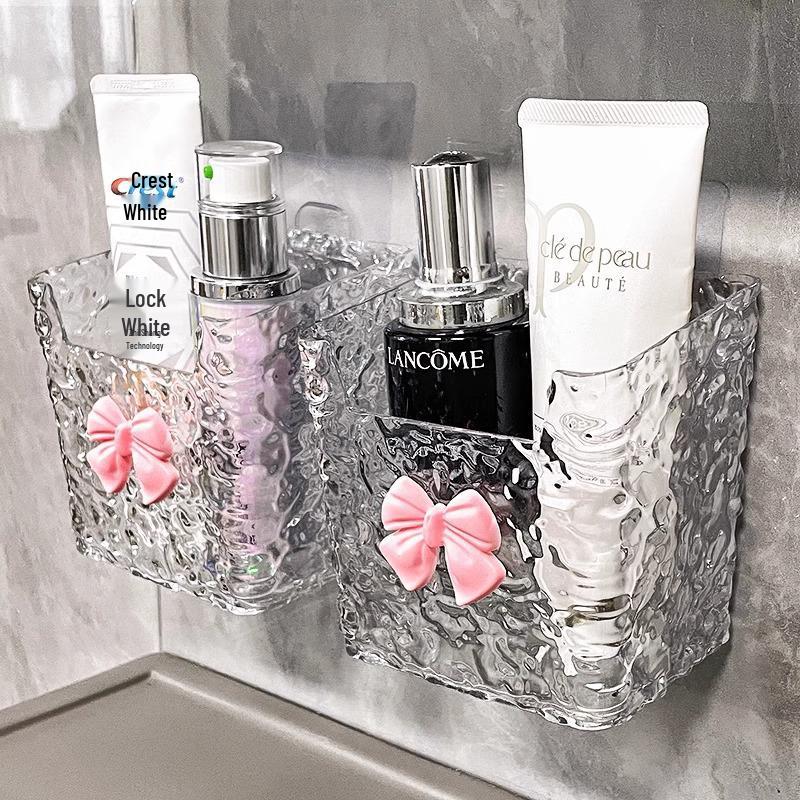 Elegant Glacier Texture Wall-Mounted Bathroom Storage Box for Cosmetics and Sundries