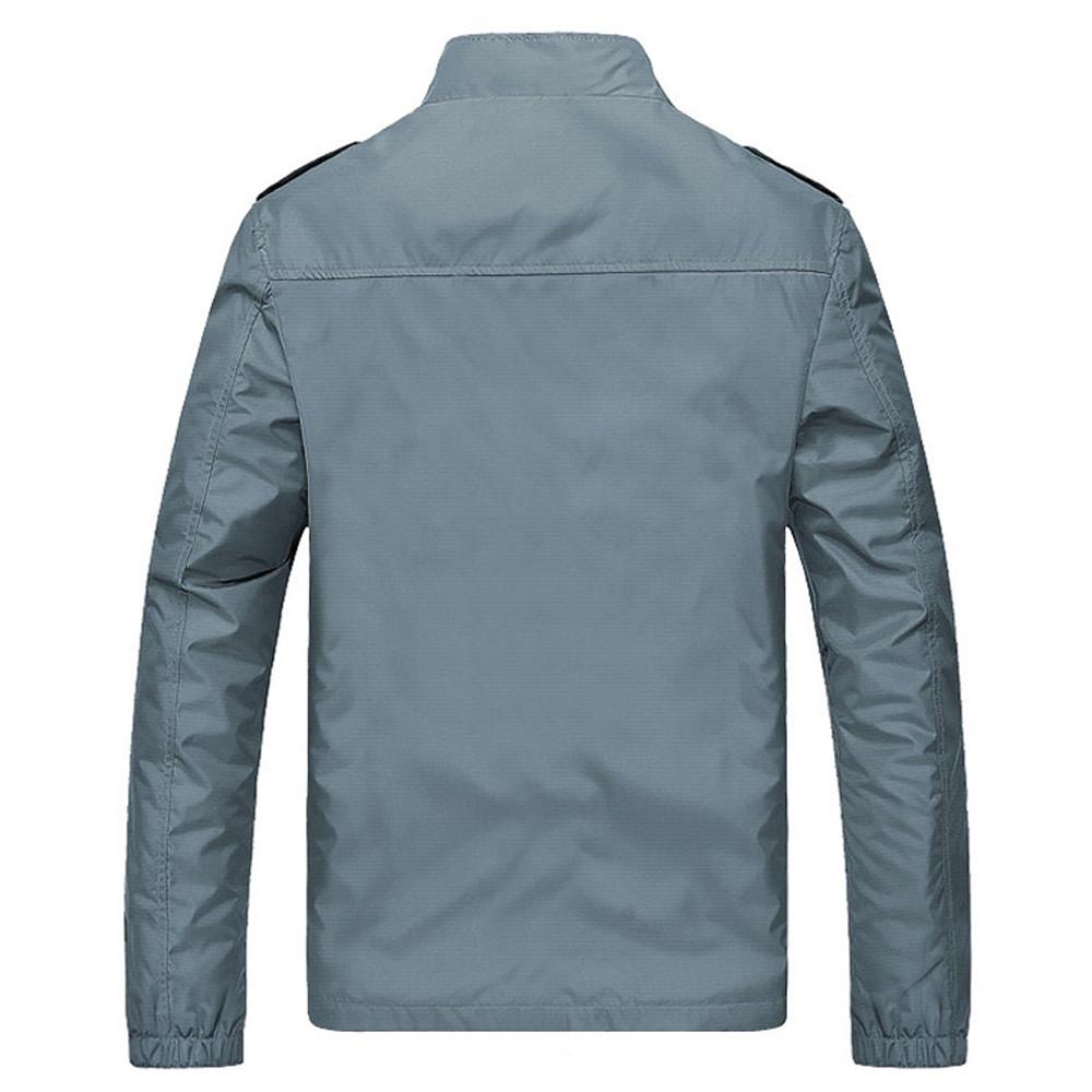 Men's  Winter Casual Zipper Stand Collar Pocket  Color Jacket Coat