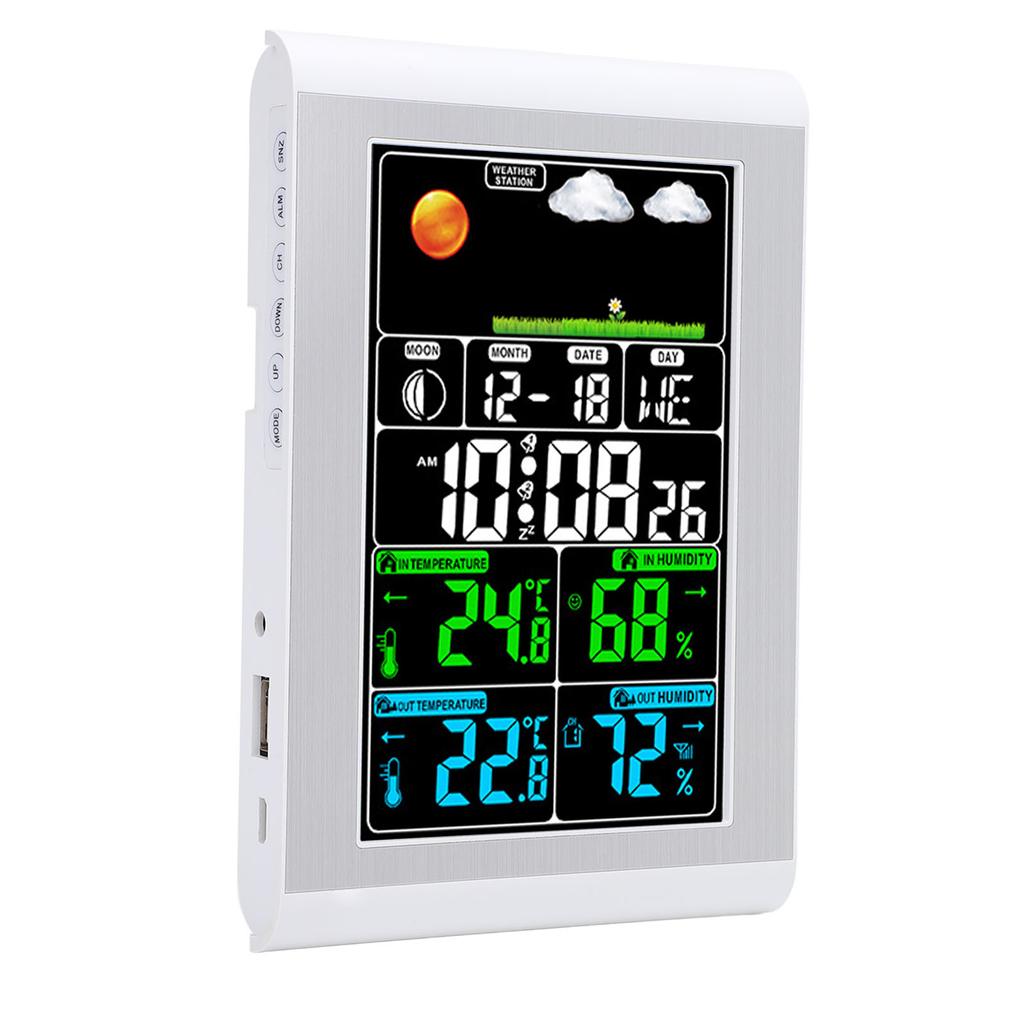 Weather Clock Wall Digital Display Garden Monitoring Indoor Outdoor Temperature Humidity Meter