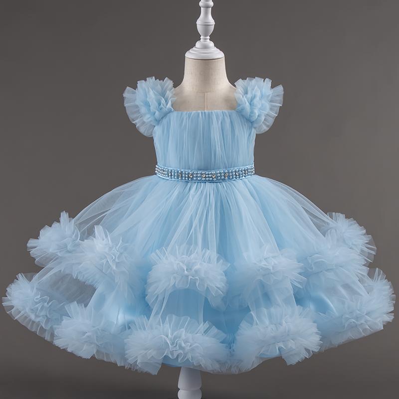 Baby Dress 0-5 Years Old Birthday Party Wedding Sleeveless Mesh Fluffy Cute Girl Princess Dress
