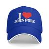 I Love John Pork Red Heart Baseball Cap White Letter Print Running Hippie Trucker Hat Unisex-Teens Streetwear Baseball Caps