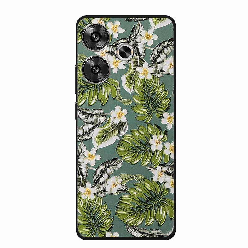 3D Embossed Case For Xiaomi Poco M6 4G Phone Case M 6 Plus Flowers Silicone Soft Coque For Xiaomi Redmi 13 13x Back Cover Case