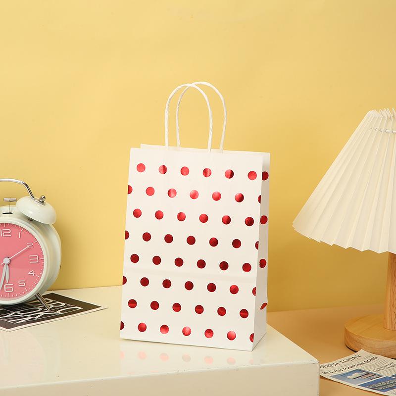 

Polka Dot Kraft Paper Gift Bag - Party Handbag with Hot Stamping for Birthdays
