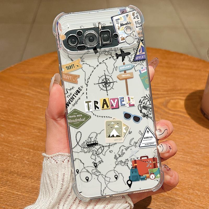 Airplane Route Map TPU Phone Case For Google Pixel 9 Pro Pixel 9 Pro XL Soft Silicone Transparent Back Cover For Google Pixel 9A
