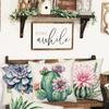 Succulent Cactus Floral Pillow Covers 22 X 22 Inch Set of 4 Tropical Green Plants Flower Summer Decorative Throw Pillow Case Cotton Linen Square