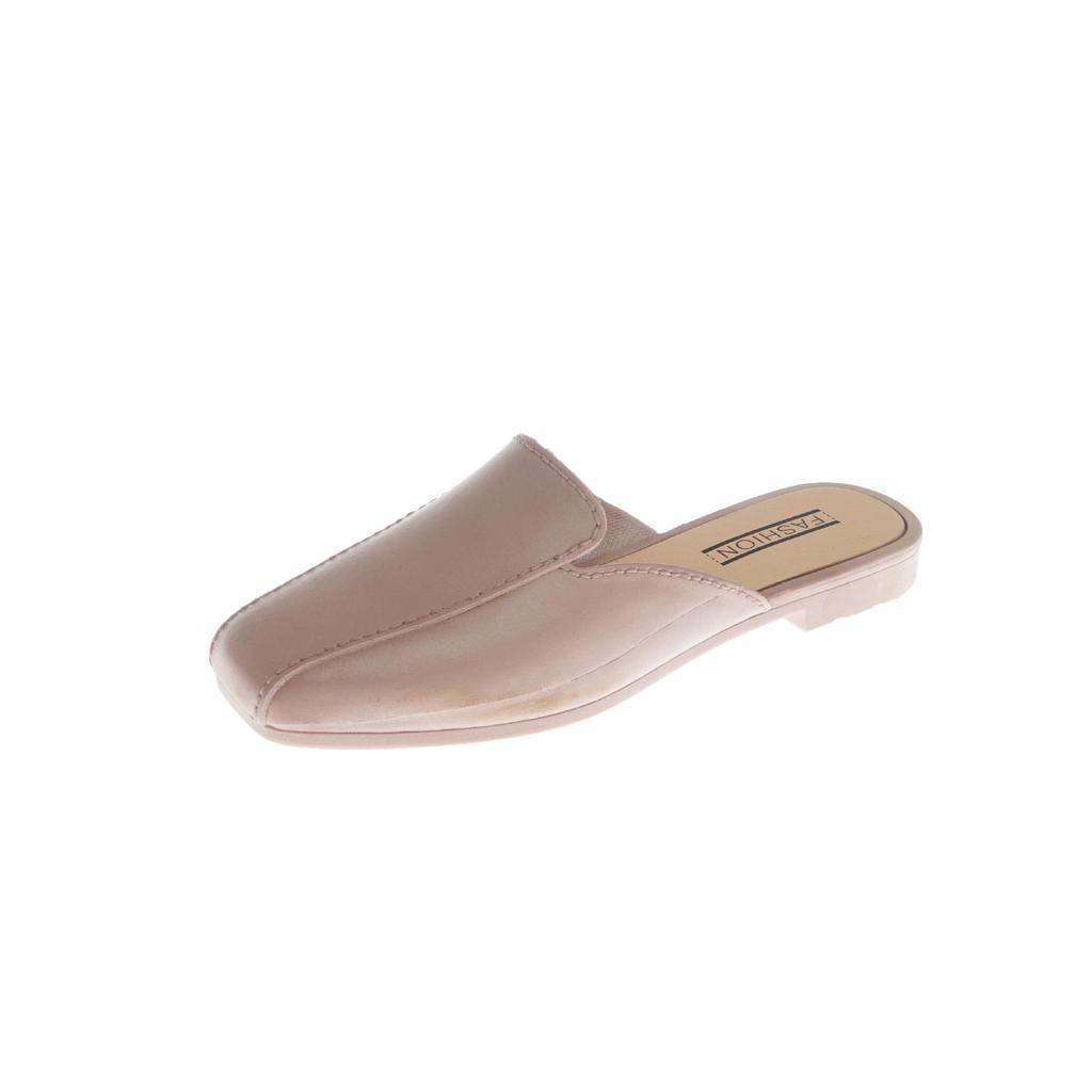 Yuzhihao Women's Fashion Closed-Toe Summer Flat Heel Half Slippers, Solid Color, Outdoor Wear