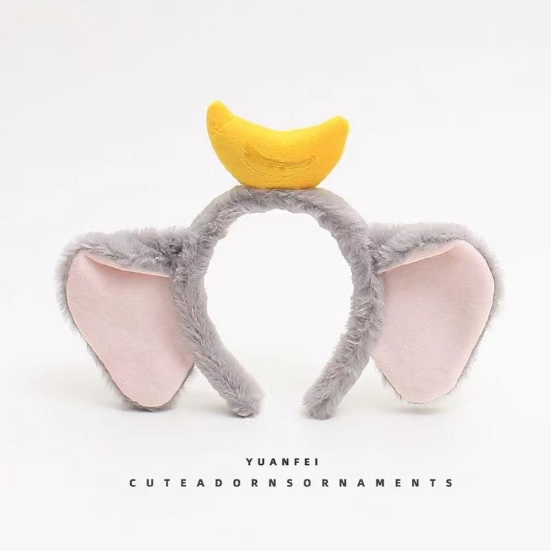 Cute Dumbo Elephant Plush Headband for Makeup & Face Washing - Adorable Cartoon Ears Hair Accessory