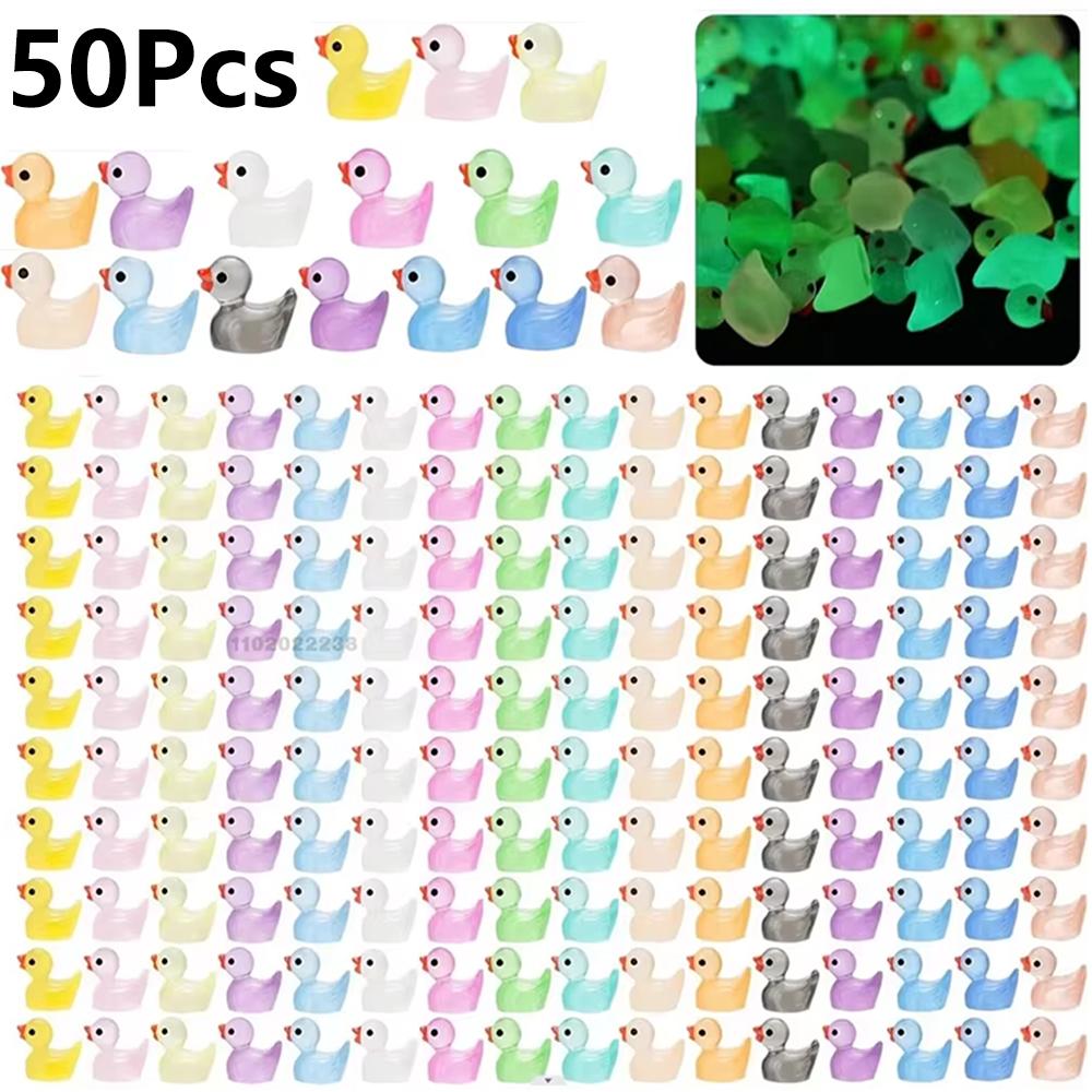 100/50Pcs Resin Mini Duck Miniature Figurines Ornaments Decor Yellow Animal Garden Crafts Tiny Duck Landscape Plants Fairy