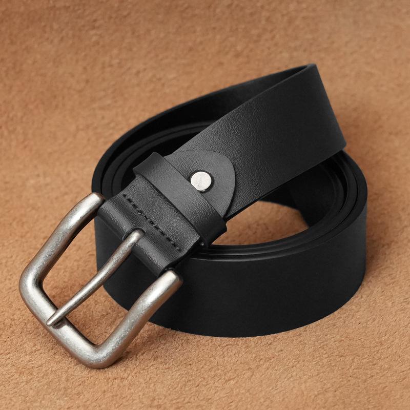 Handmade Belt for Men's Genuine Leather Versatile Pure Cowhide Pin Buckle Belt for Young People Retro Casual Simple Old Trousers Middle Aged