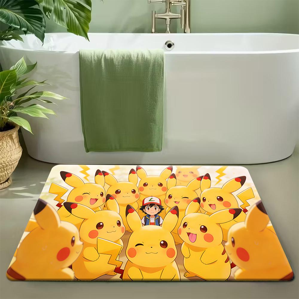 Pokemon Summer Festival Night Print Non-slip Doormat, Soft Absorbent Floor Rug for Home Decor