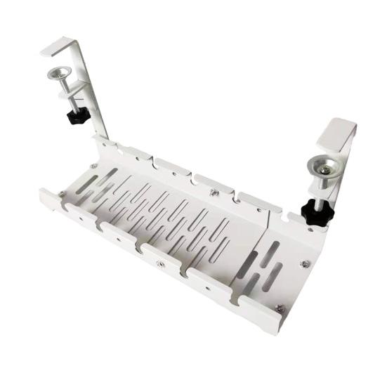 Under Desk Cable Organizer Large Capacity Cable Storage Rack Clip-On Installation Retractable Carbon Steel Cable Management Tray