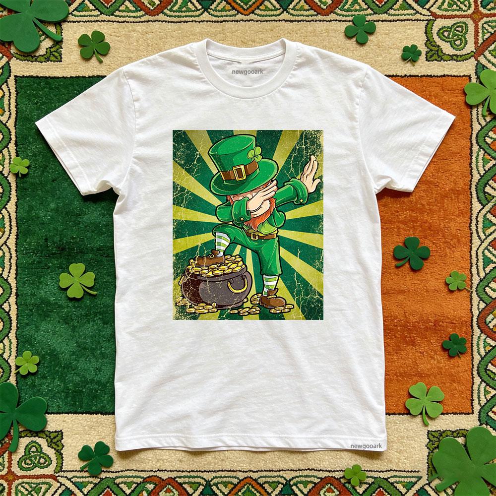 Saint Patrick Lucky Irish Green Retro T Shirt Adult Cotton Funny Festival Printed T Shirt Casual Unisex Woman Man Party Tee
