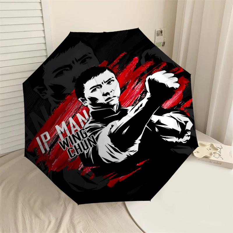 

1PC IP MAN WING CHUN Umbrella-8-Rib Reinforced, Automatic Open, Lightweight & Durable, Cute Fashion Accessory for Outdoor, Beach, or Casual Use, Beach