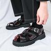 Sandali Romani Estivi da Uomo - Suola Spessa, Pelle Lucida, Scarpe Casual da Esterno, Disponibili in Taglie Grandi