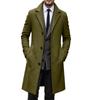 Men's Wool Mid-Length Overcoat Slim Fit Trench Coat for Fall and Winter