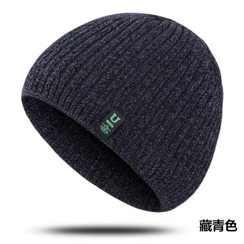 Men's Autumn and Winter Versatile Warm Plush Wool Hat, Men's and Women's Outdoor Cycling Ear Protection and Cold Protection Pullover Hat Ice