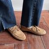 Fashion Women Pumps Low Heels Round Toe Lace Up Sheep Suede Quality Shoes Woman Retro Lace-Up Office Lady Working Spring Summer 2025 New