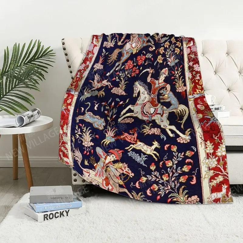 Bohemian Pattern Digital-printed Polyester Bedroom Velvet Flannel Cover Blanket Fleece Soft Sofa Cover Blankets for Beds
