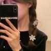 Pearl Christmas Hair Clip Silver Rhinestone Snowflake Hairpin Cute   Winter