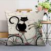 Cute Black Cat Printed Pillowcases Office Car Sofa Bed Cushion Cover Home Bedroom Decoration