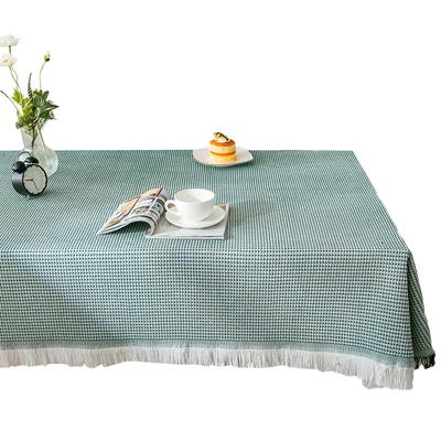 Waffle Table Cloth, Knitted Fabric, Dining Table Cloth, Lace Tea Table Cover Cloth, High-end Circular Desk Cloth, Rectangular Tablecloth