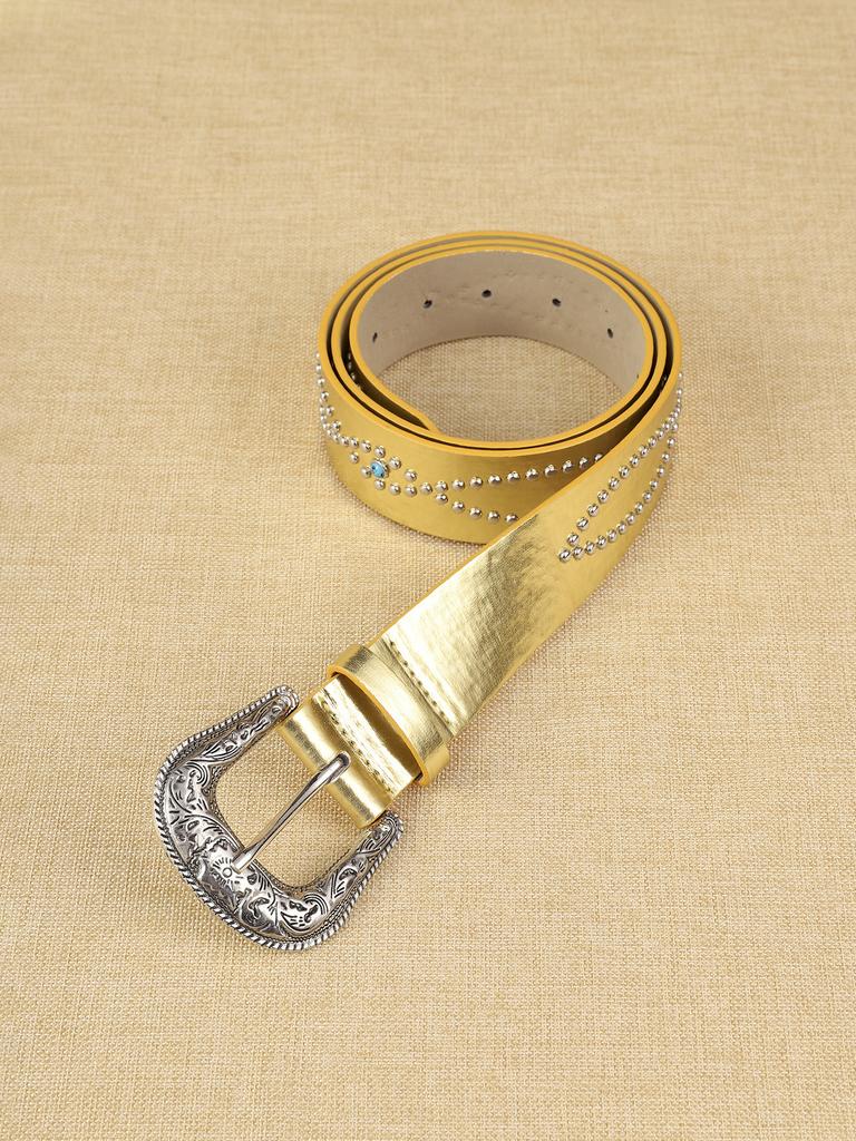 Trendy Retro Inlaid Gem Belt Female, Punk Style Personality Hottie Decorative Belt